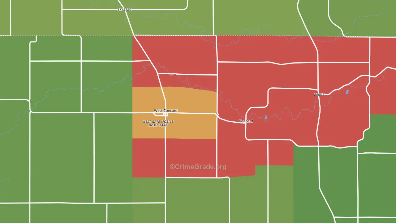 West Concord, MN Map of Murder Rates
