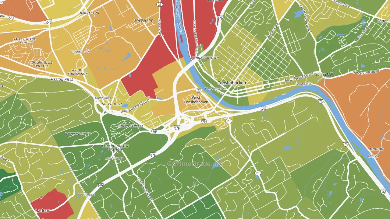West Conshohocken, PA Map of Murder Rates