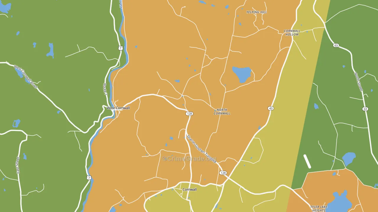 West Cornwall, CT Map of Murder Rates