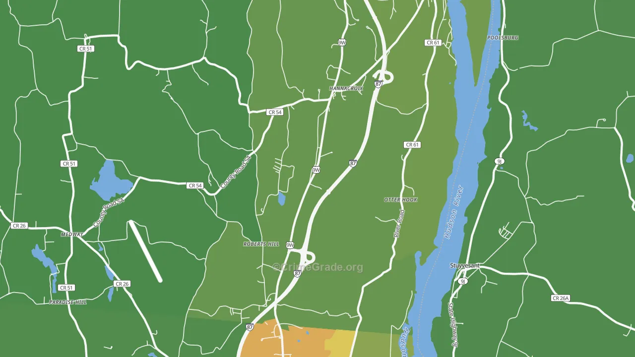 West Coxsackie, NY Map of Murder Rates