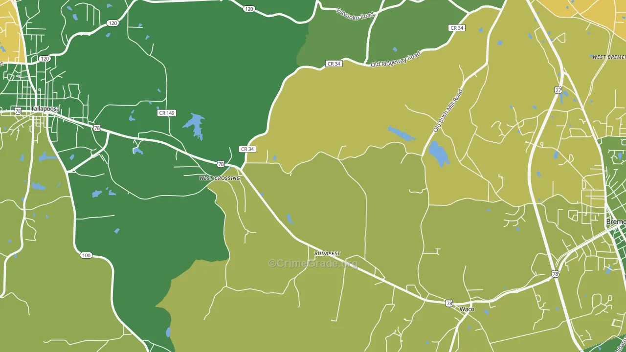 West Crossing, GA Map of Murder Rates