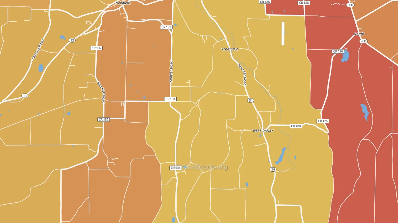 West Danby, NY Map of Murder Rates