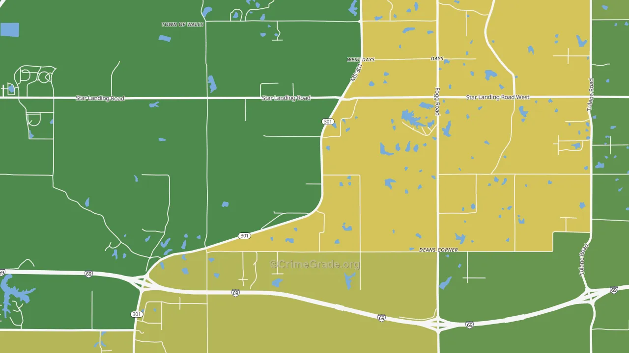 West Days, MS Map of Murder Rates