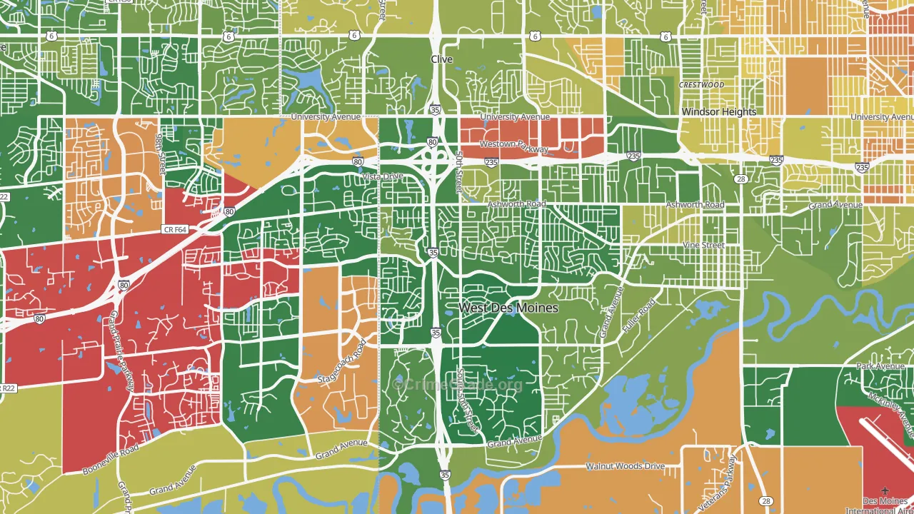 West Des Moines, IA Map of Murder Rates