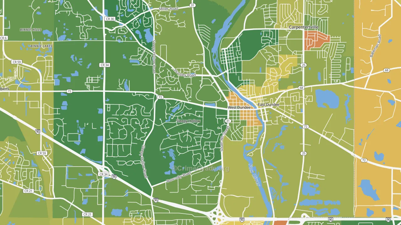 West Dundee, IL Map of Murder Rates