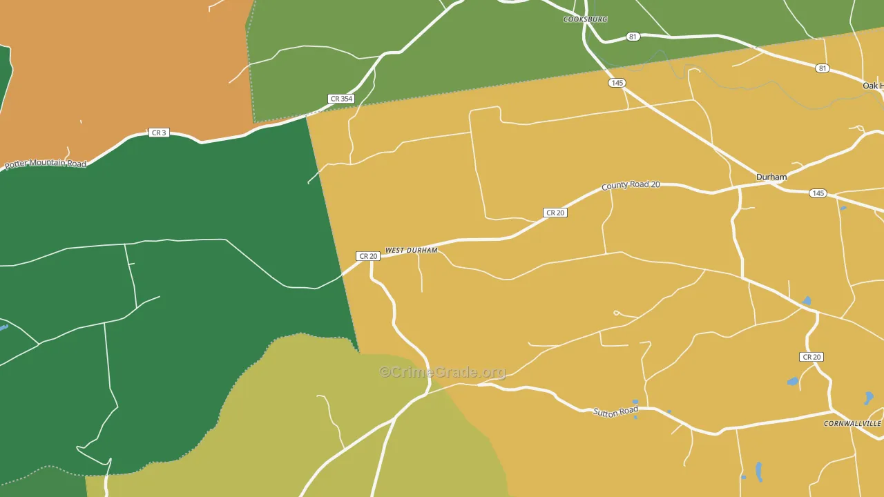West Durham, NY Map of Murder Rates