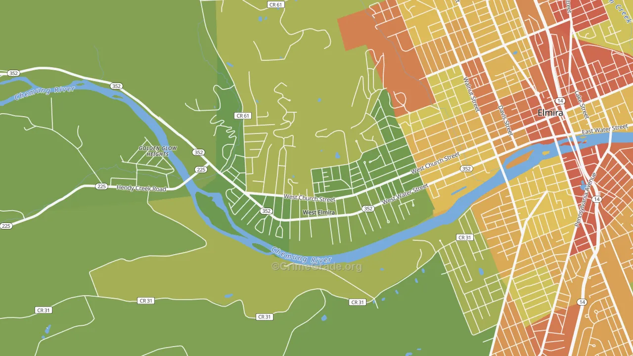 West Elmira, NY Map of Murder Rates
