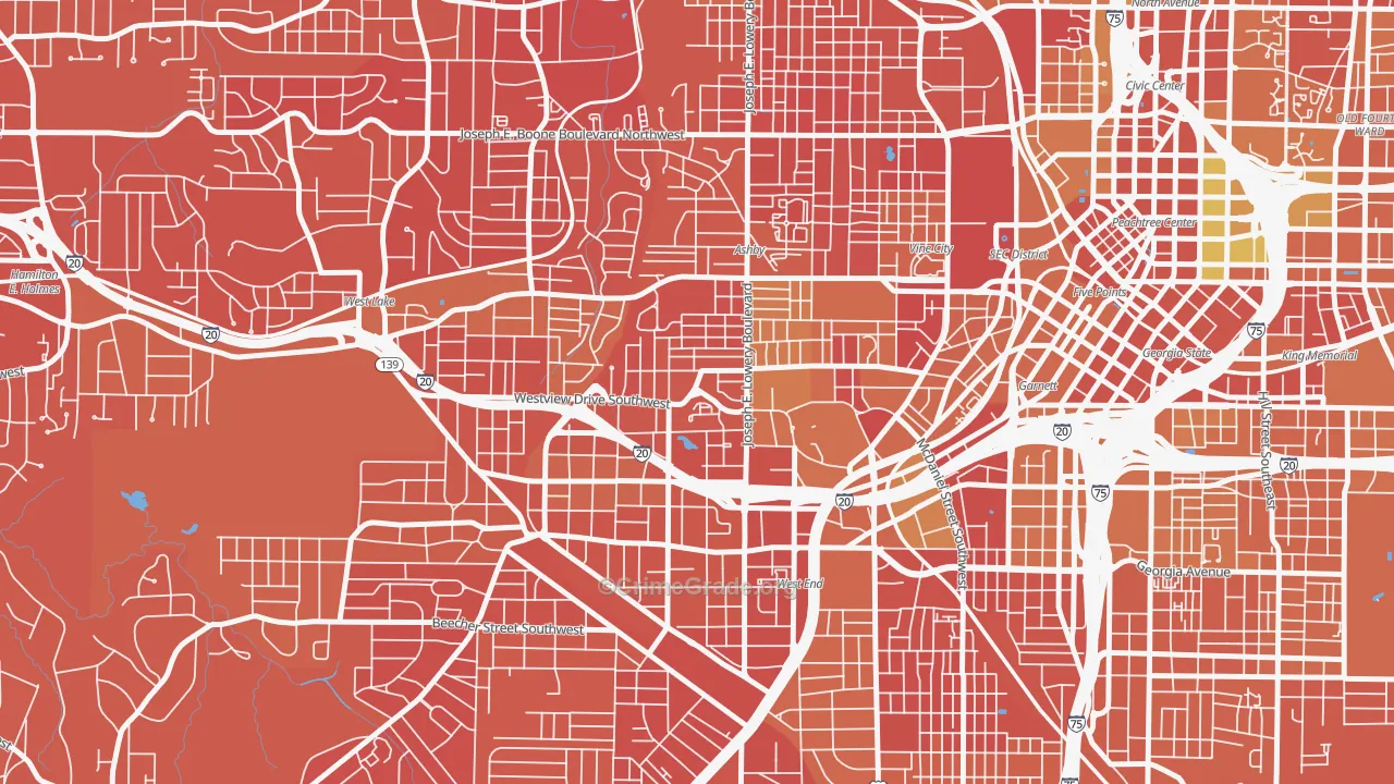 West End, Atlanta, GA Map of Murder Rates