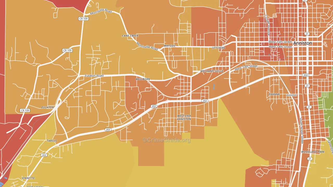 West End-Cobb Town, AL Map of Murder Rates