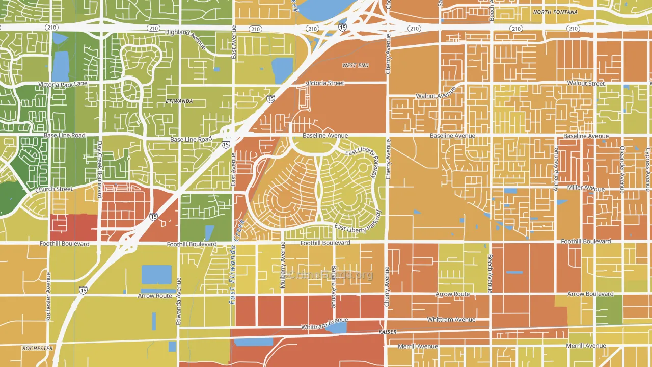 West End, Fontana, CA Map of Murder Rates