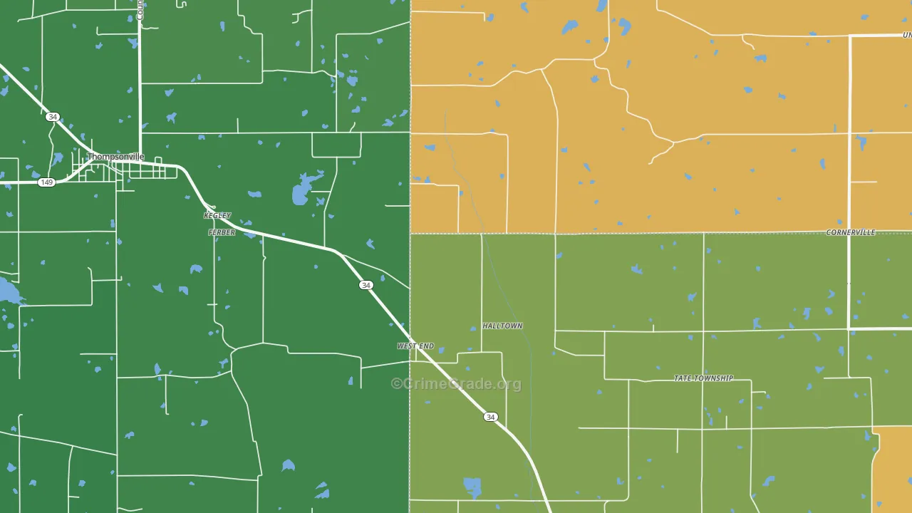 West End, IL Map of Murder Rates