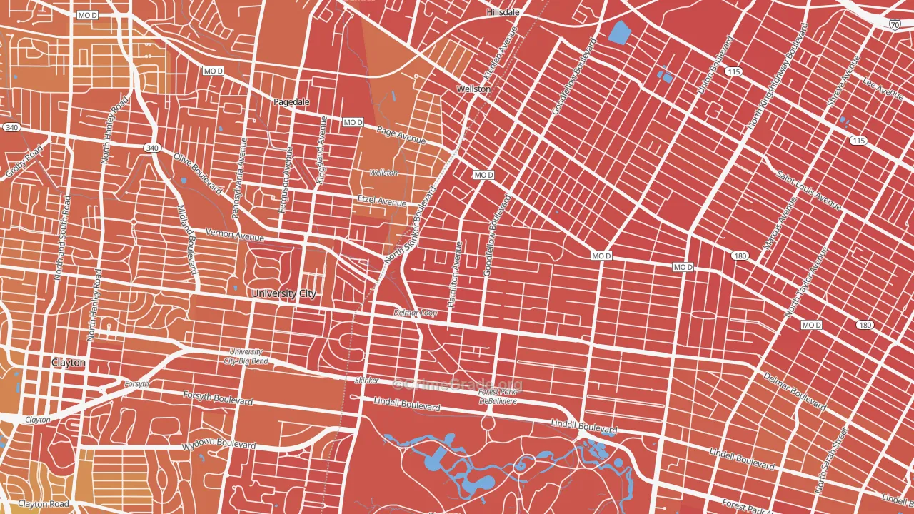 West End, St. Louis, MO Map of Murder Rates