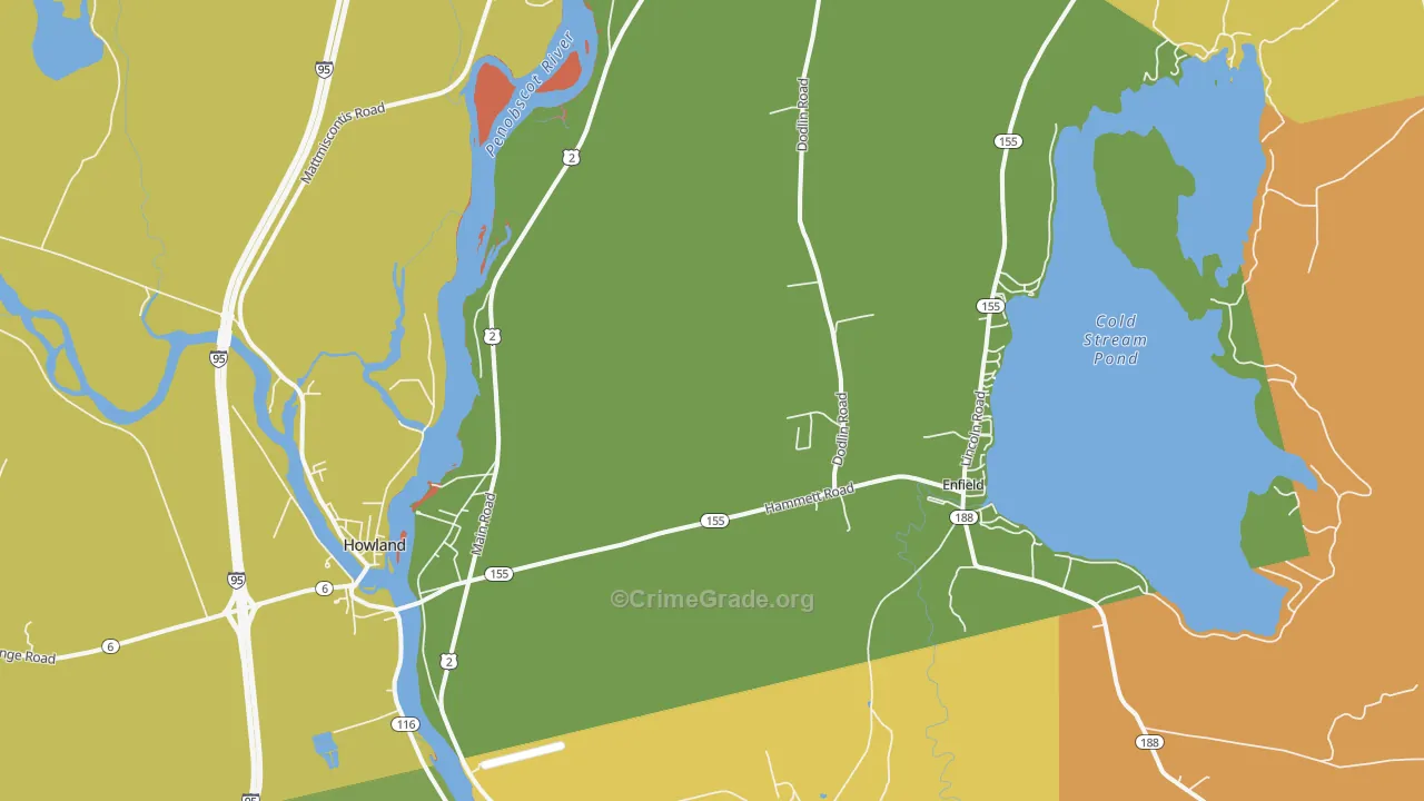 West Enfield, ME Map of Murder Rates