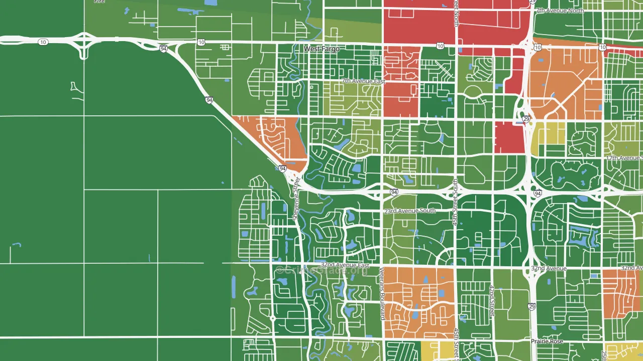 West Fargo, ND Map of Murder Rates