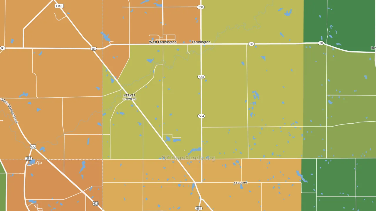 West Farmington, OH Map of Murder Rates