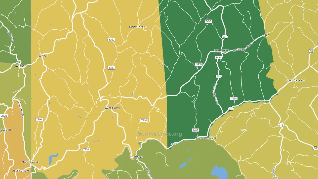 West Finley, PA Map of Murder Rates