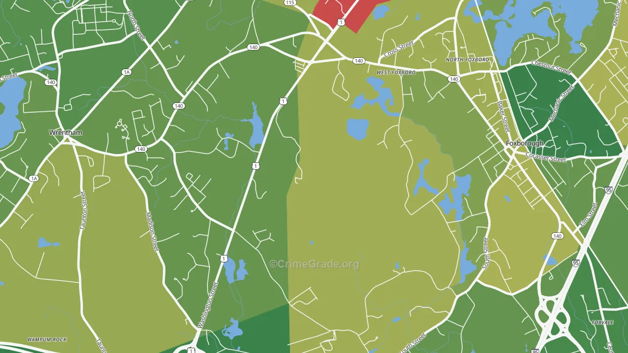 West Foxboro, MA Map of Murder Rates