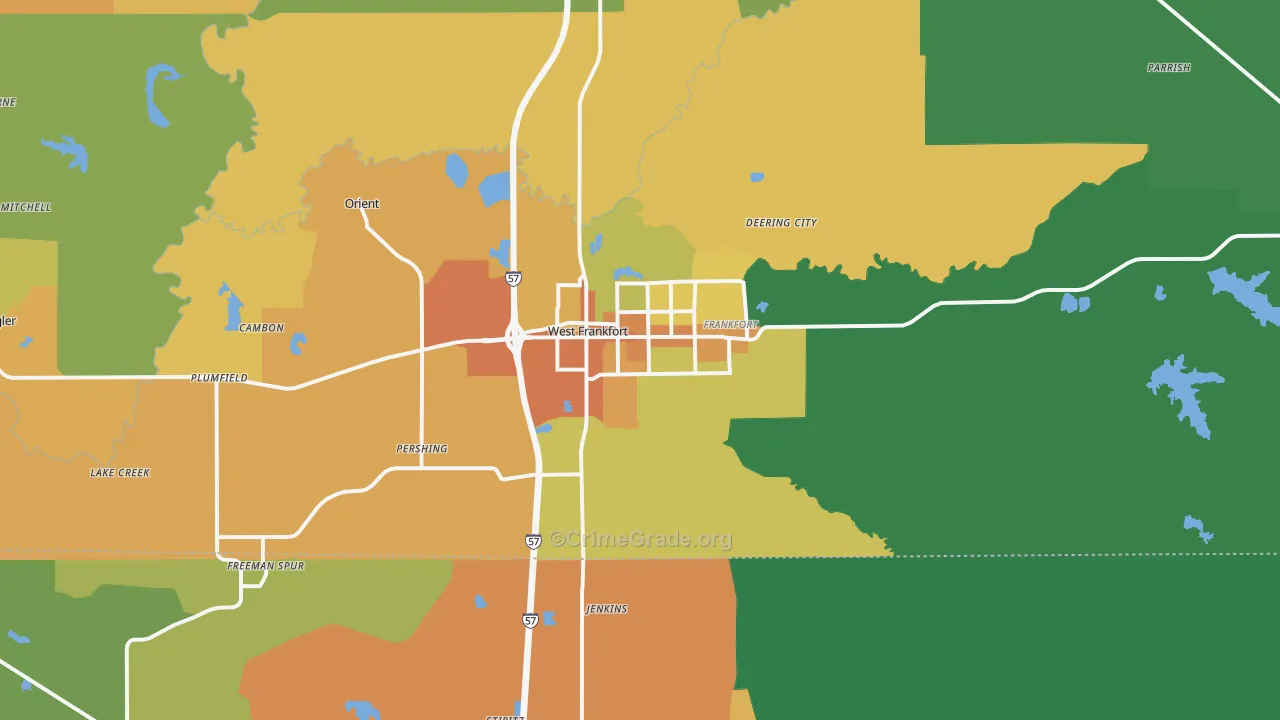 West Frankfort, IL Map of Murder Rates