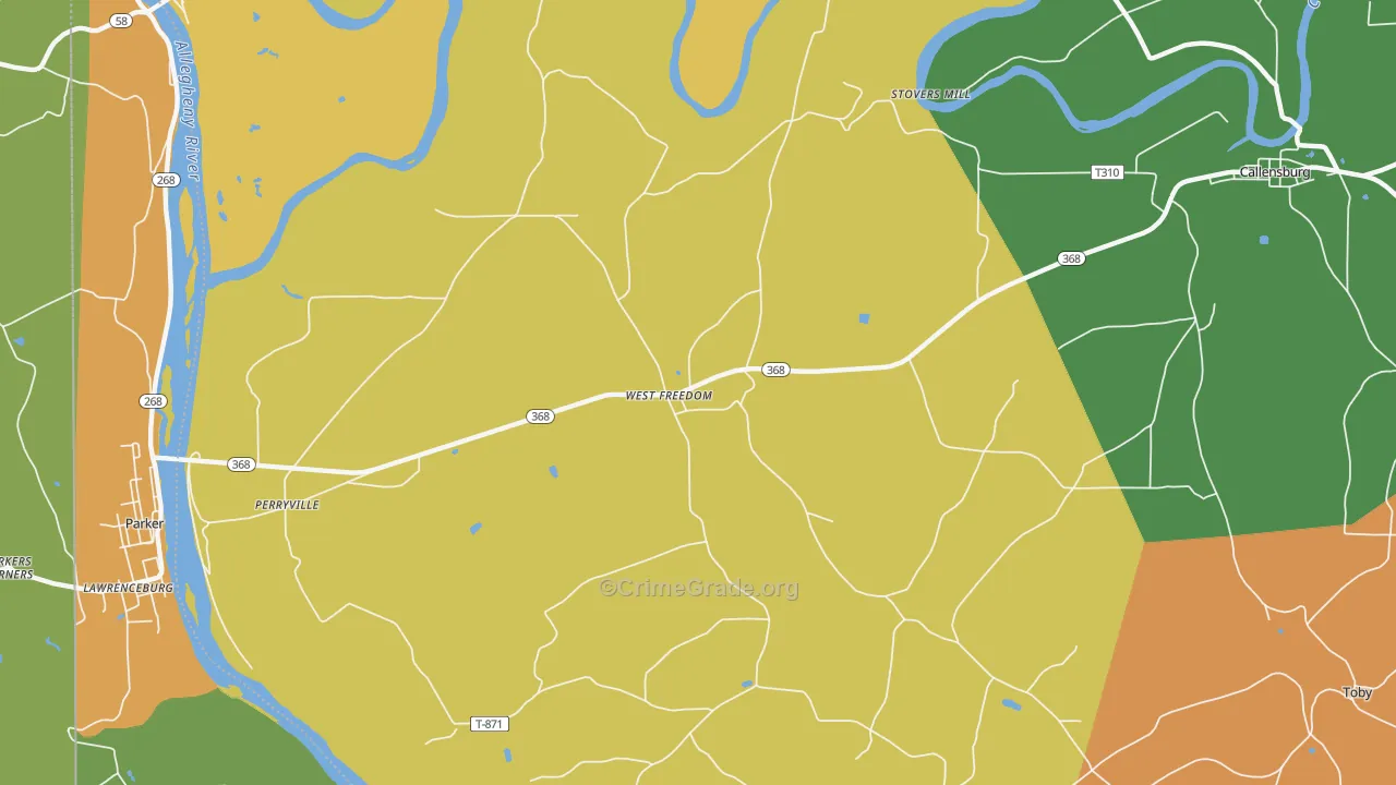 West Freedom, PA Map of Murder Rates