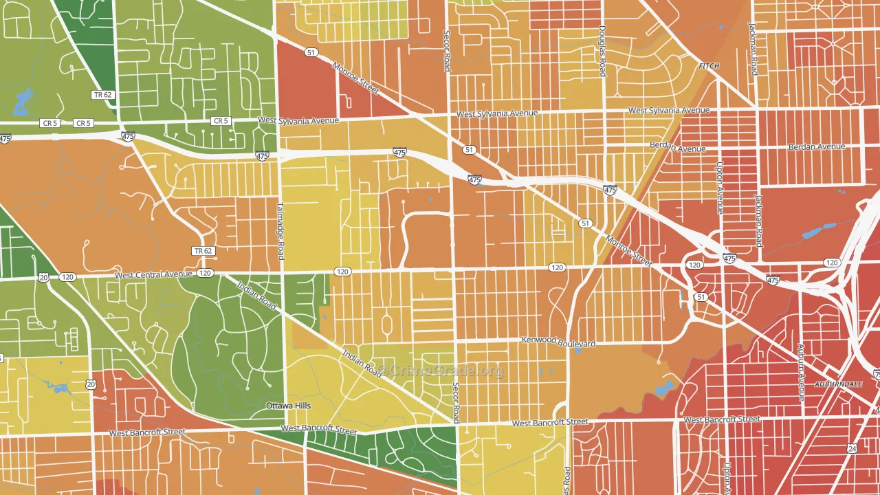 West Gate, Toledo, OH Map of Murder Rates