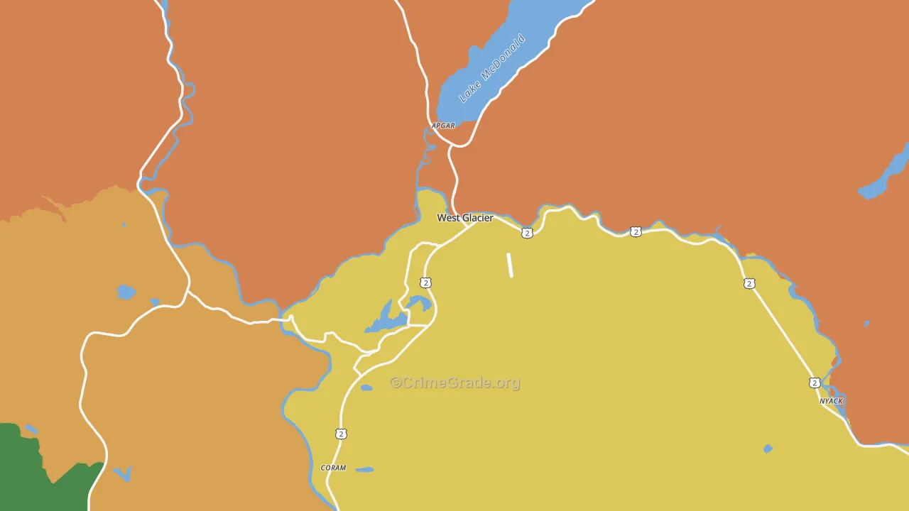 West Glacier, MT Map of Murder Rates