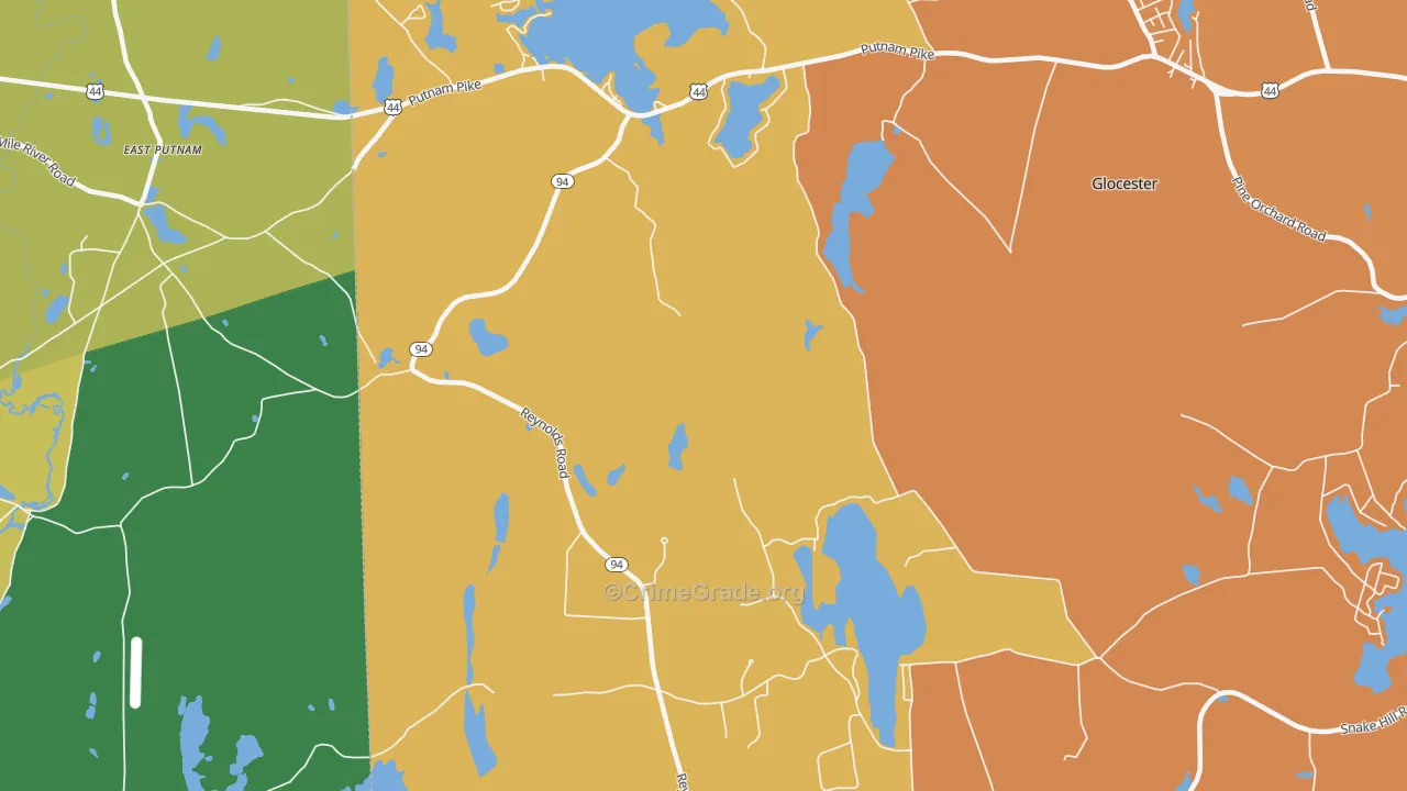 West Glocester, RI Map of Murder Rates
