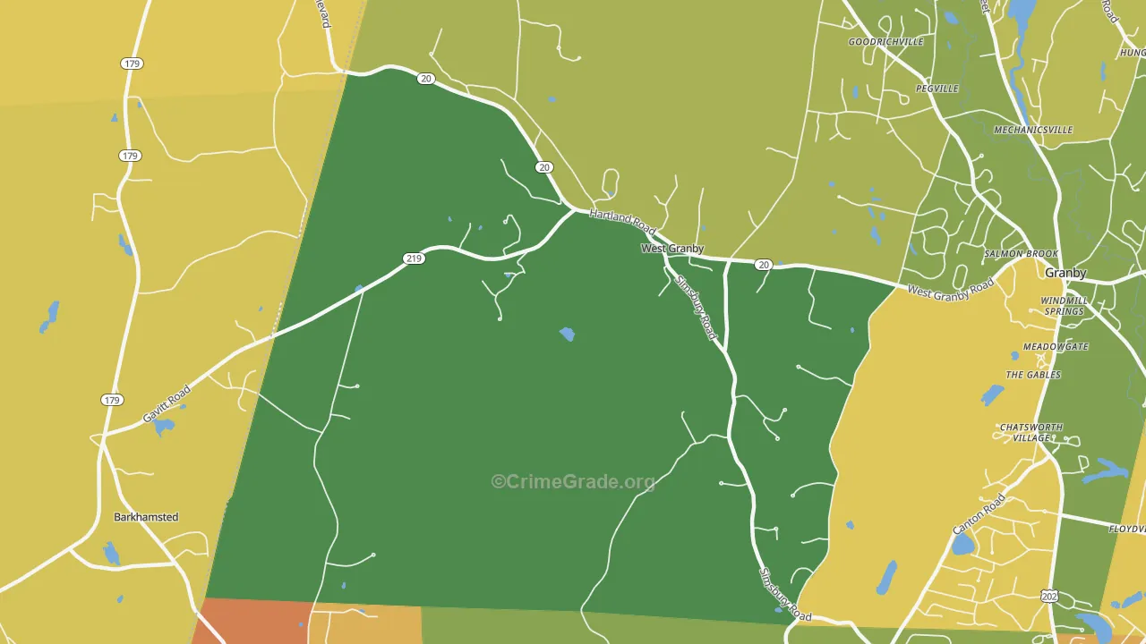 West Granby, CT Map of Murder Rates