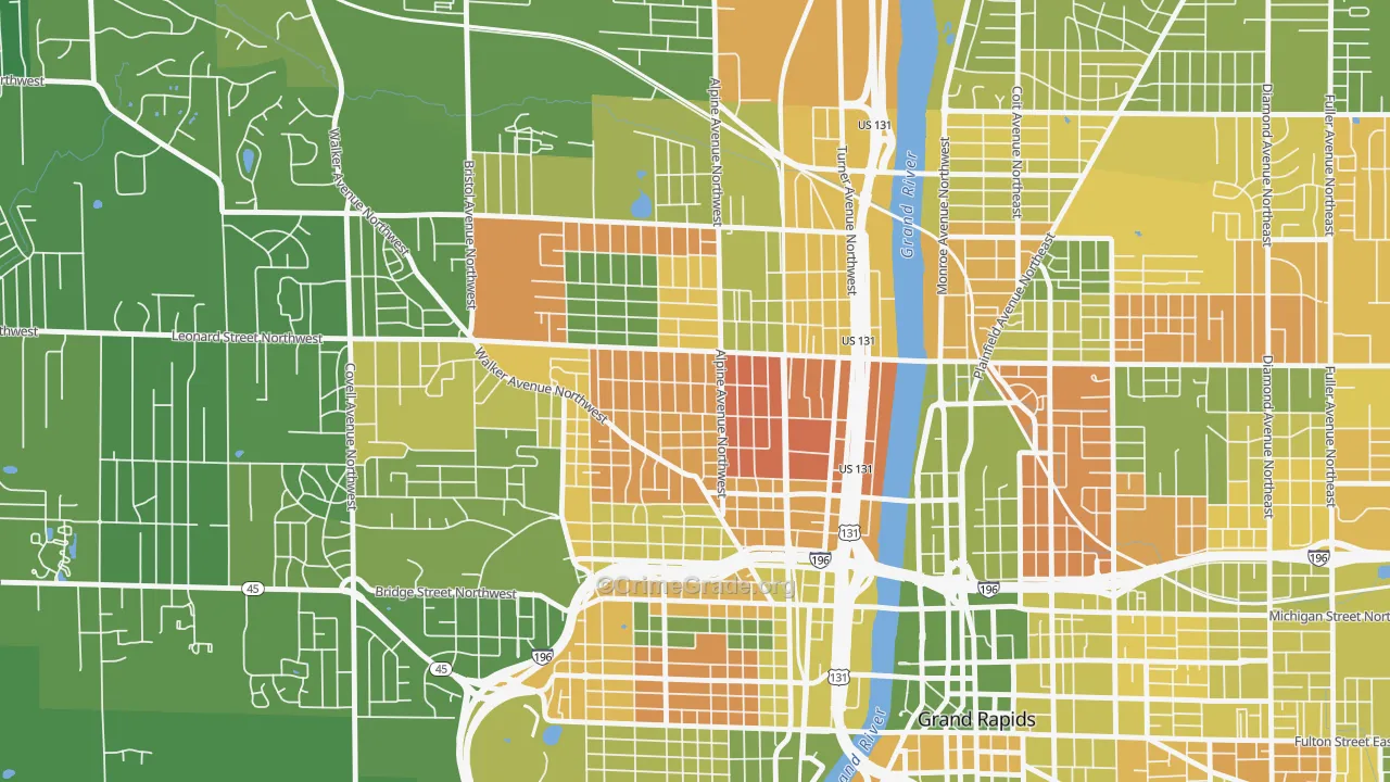 West Grand, Grand Rapids, MI Map of Murder Rates