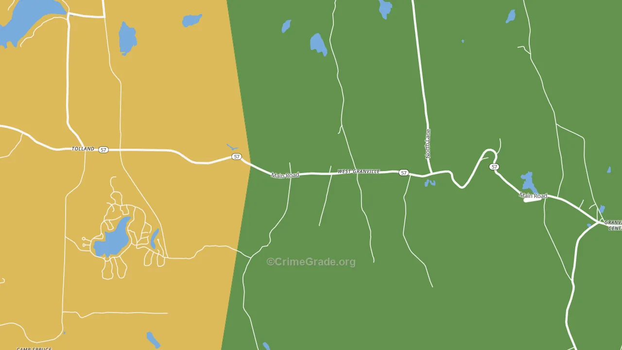 West Granville, MA Map of Murder Rates