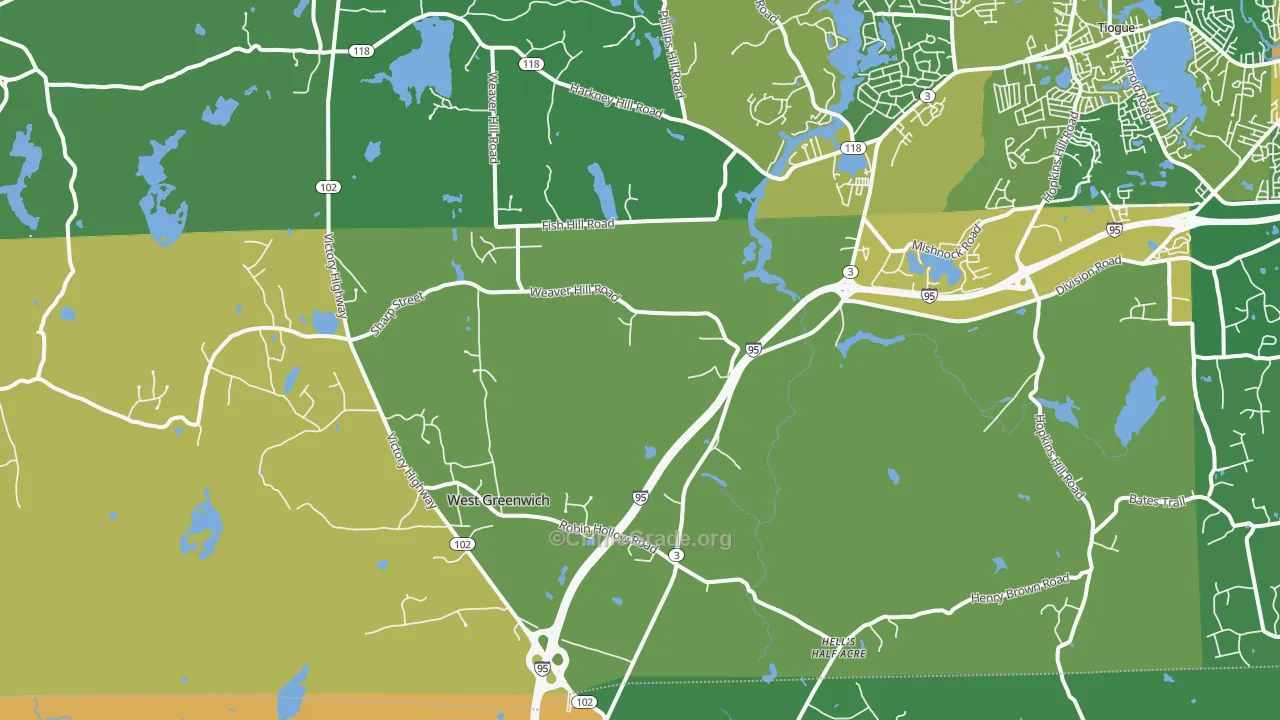 West Greenwich, RI Map of Murder Rates