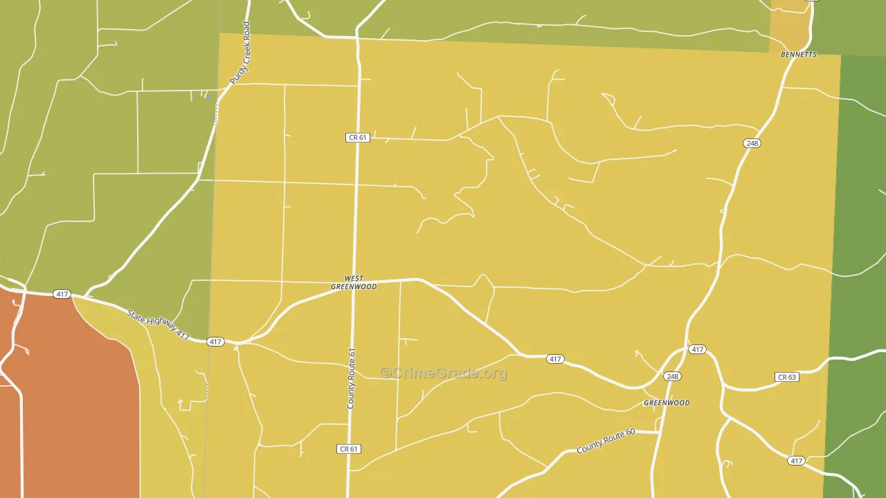 West Greenwood, NY Map of Murder Rates