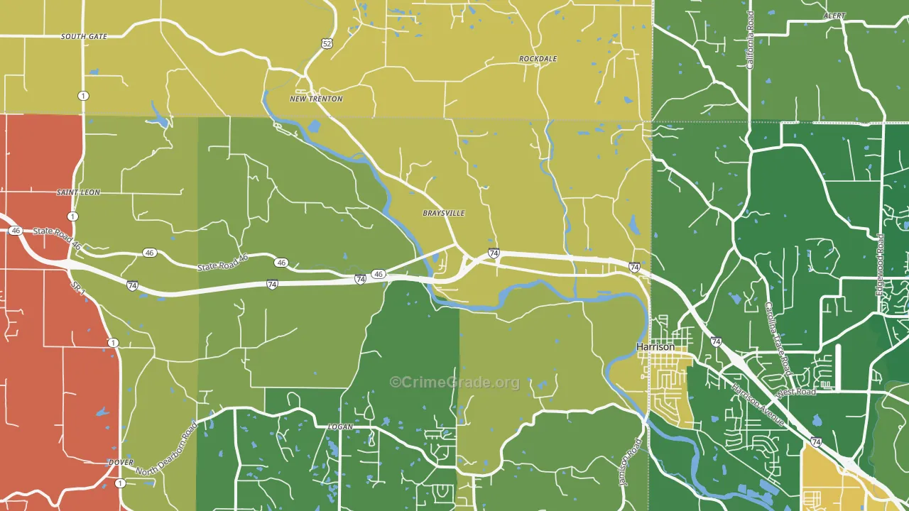 West Harrison, IN Map of Murder Rates