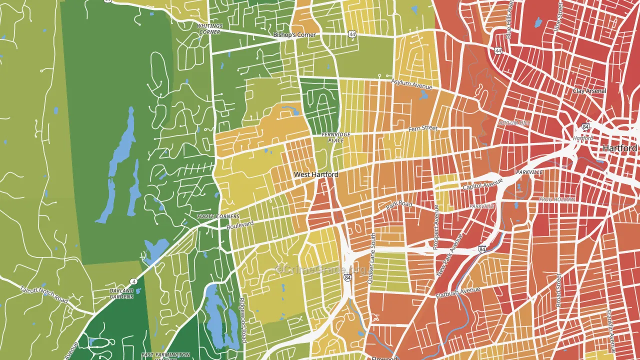 West Hartford, CT Map of Murder Rates