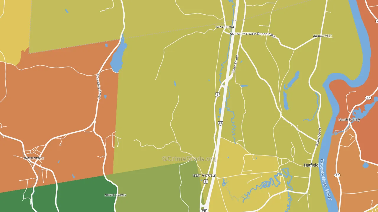 West Hatfield, MA Map of Murder Rates