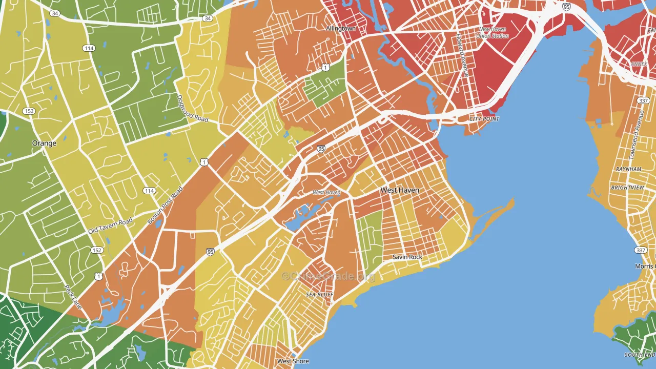 West Haven, CT Map of Murder Rates