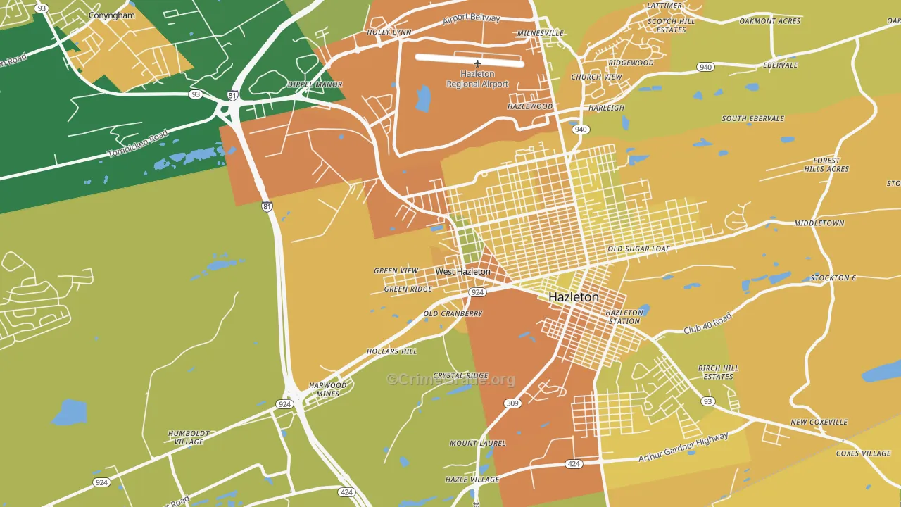 West Hazleton, PA Map of Murder Rates