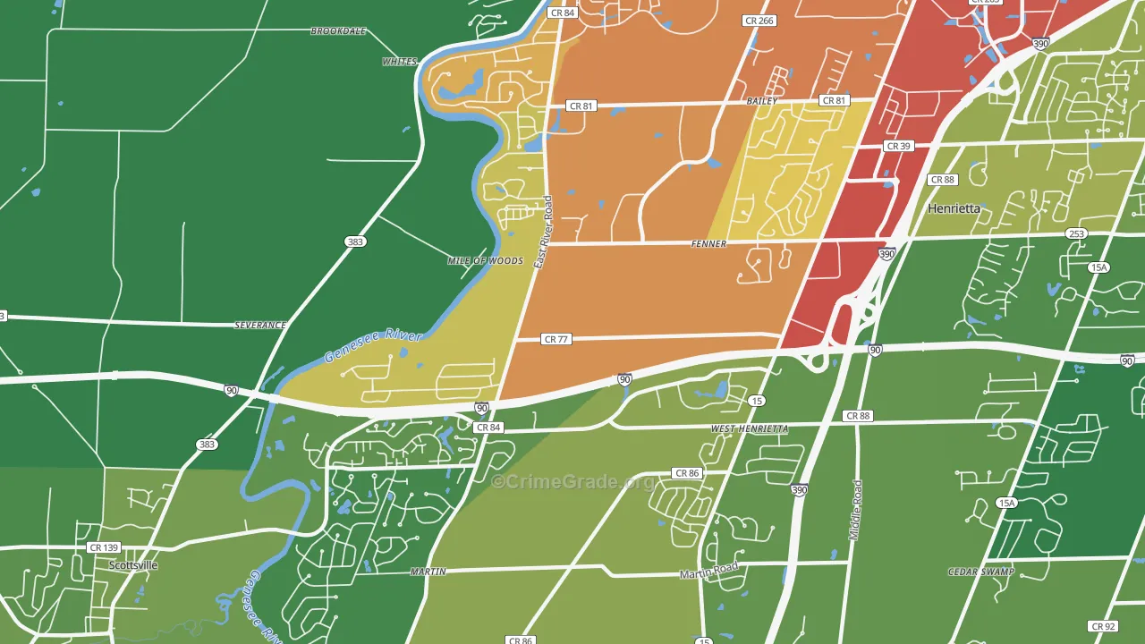 West Henrietta, NY Map of Murder Rates
