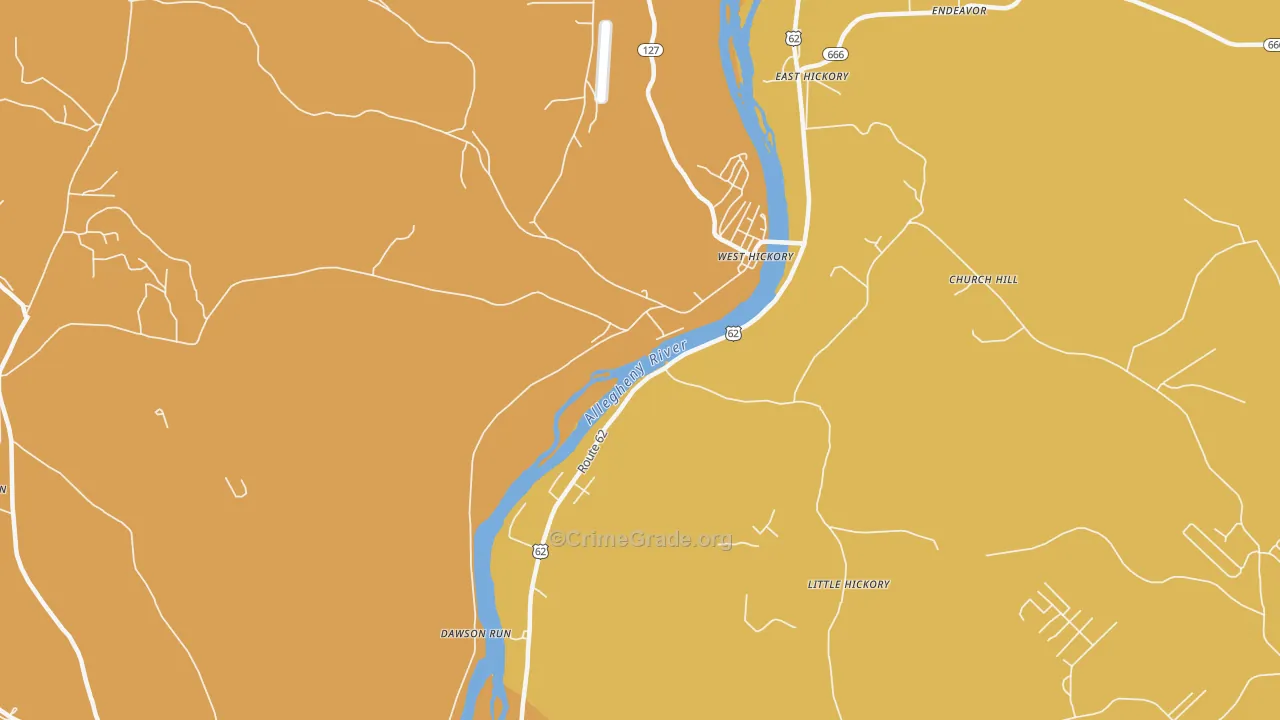 West Hickory, PA Map of Murder Rates