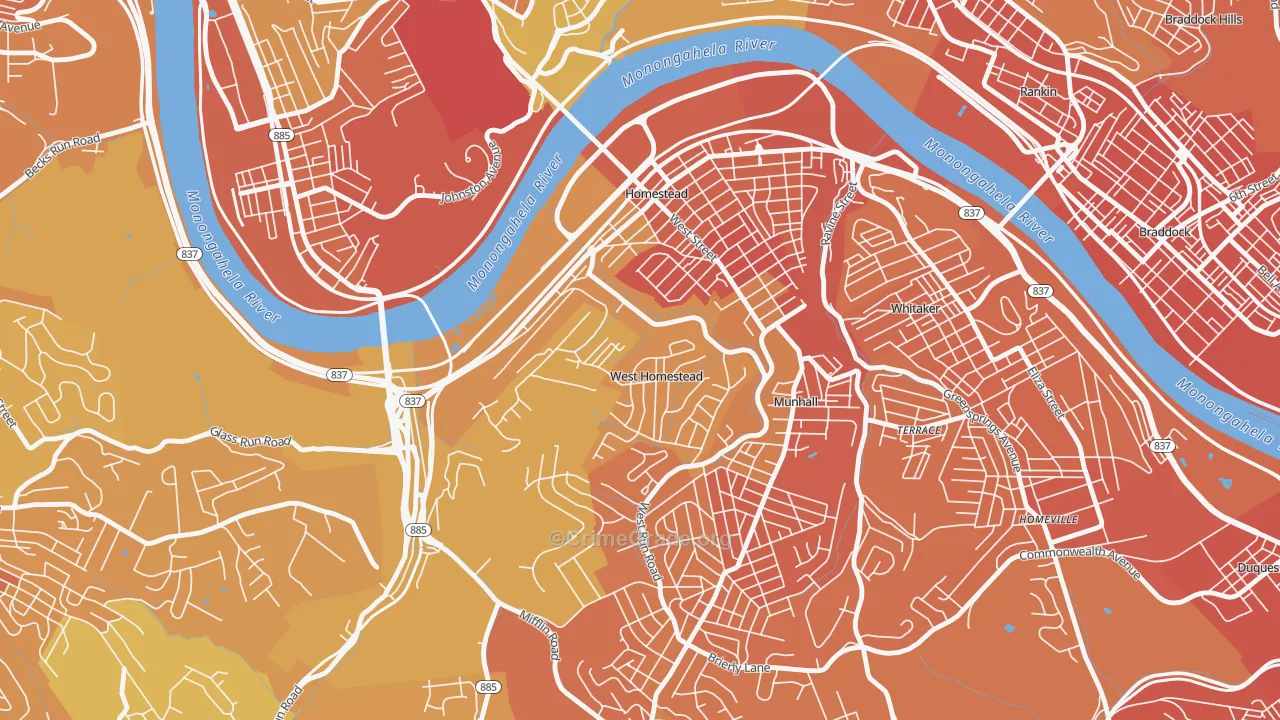 West Homestead, PA Map of Murder Rates