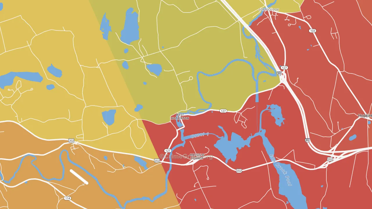 West Hopkinton, NH Map of Murder Rates