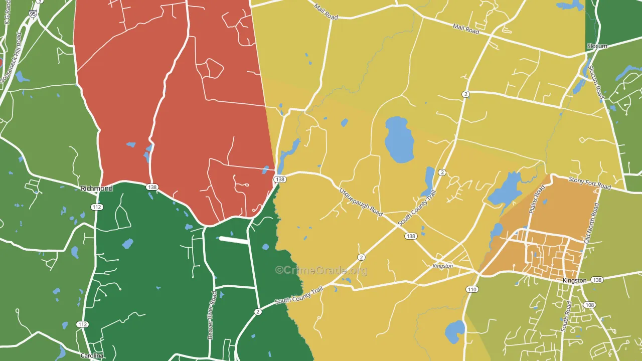 West Kingston, RI Map of Murder Rates
