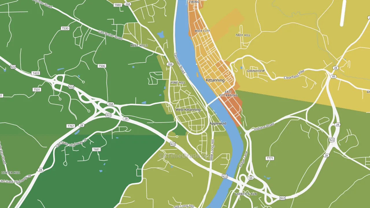 West Kittanning, PA Map of Murder Rates