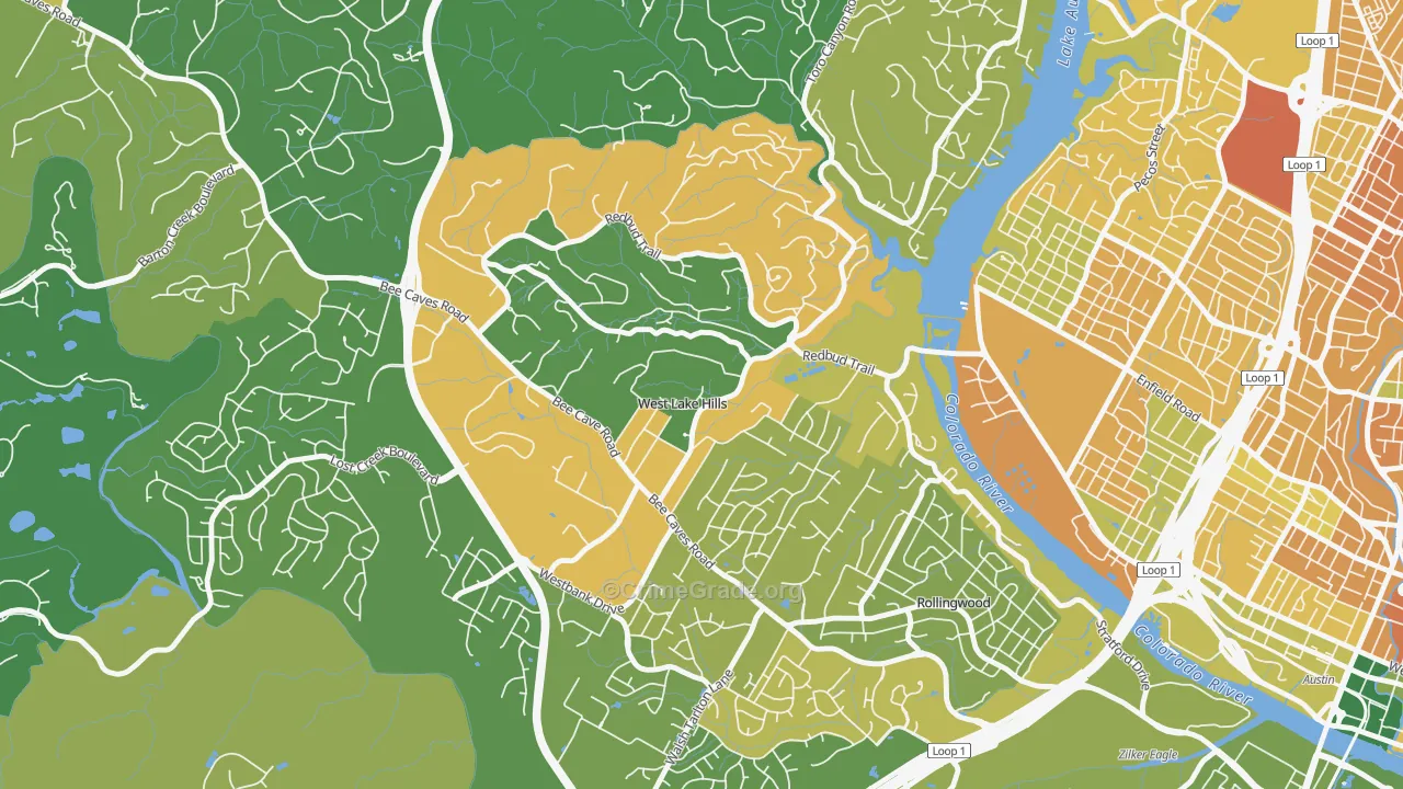West Lake Hills, TX Map of Murder Rates