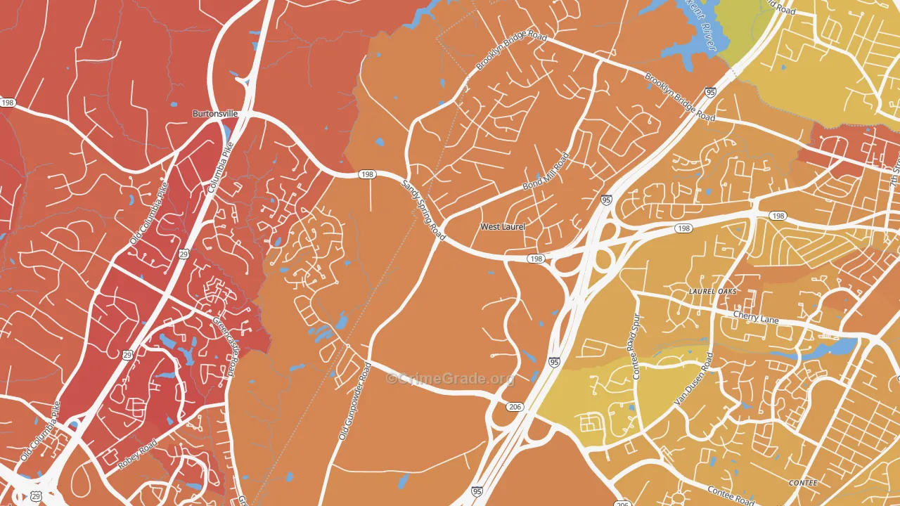West Laurel, Laurel, MD Map of Murder Rates