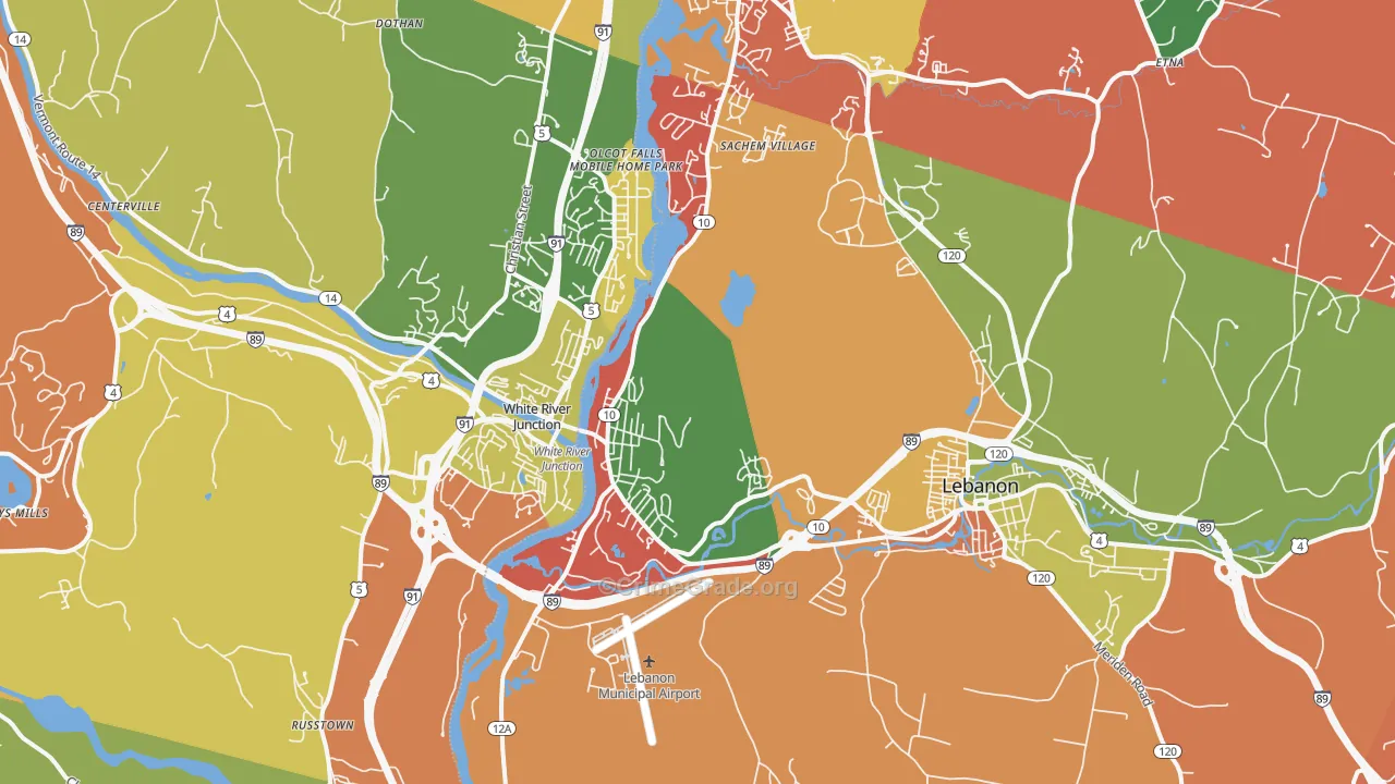 West Lebanon, NH Map of Murder Rates