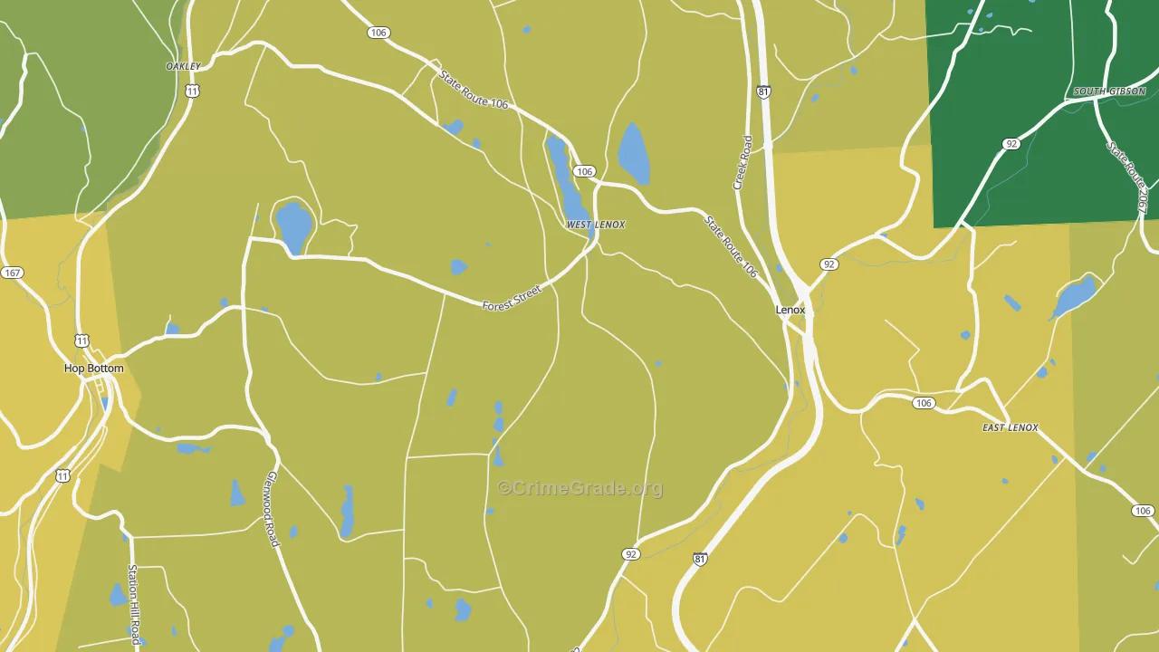 West Lenox, PA Map of Murder Rates