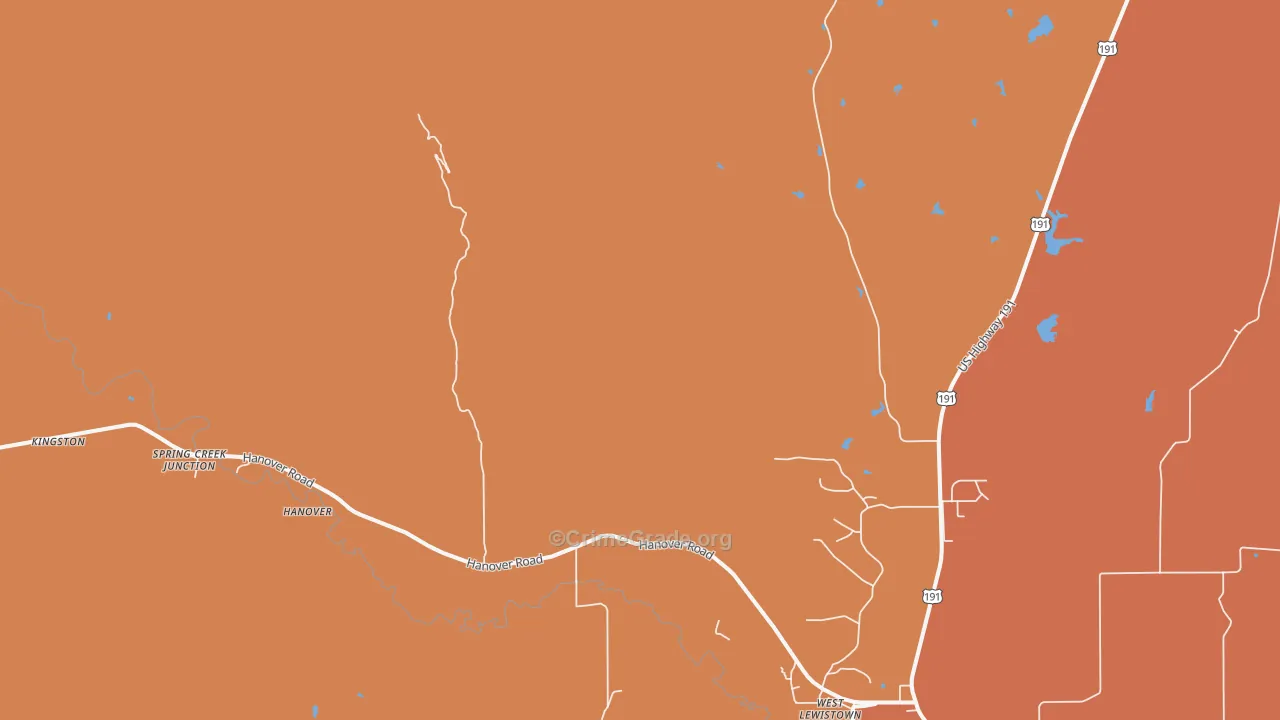 West Lewistown, MT Map of Murder Rates
