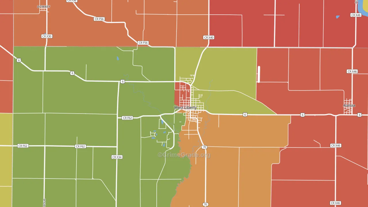 West Liberty, IA Map of Murder Rates