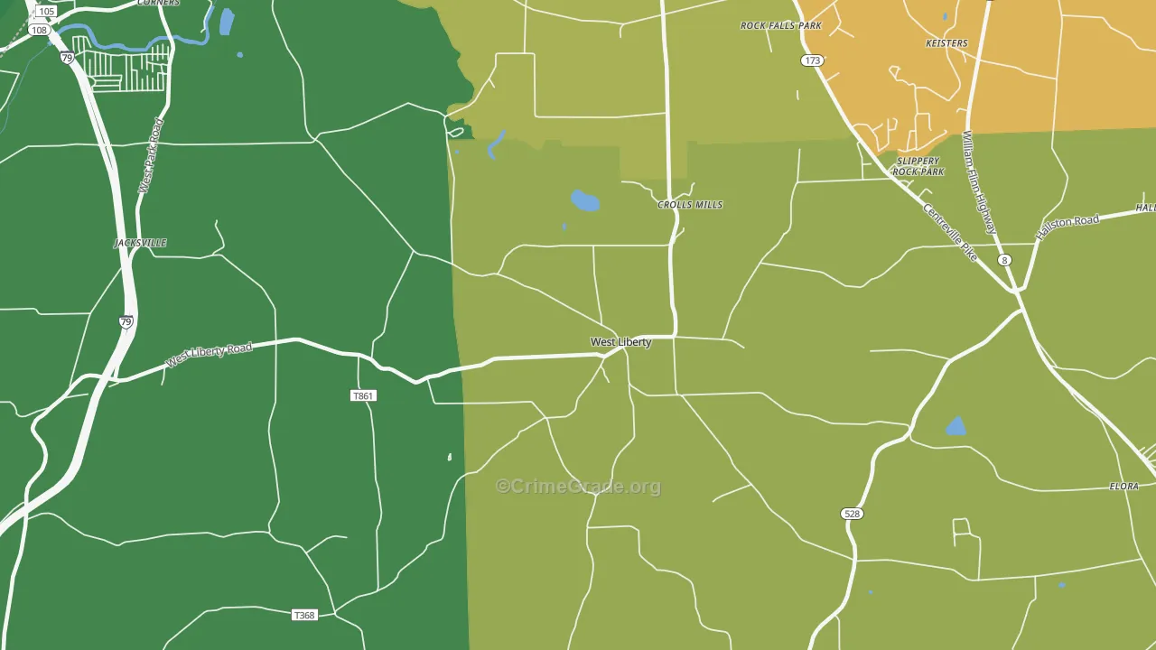 West Liberty, PA Map of Murder Rates