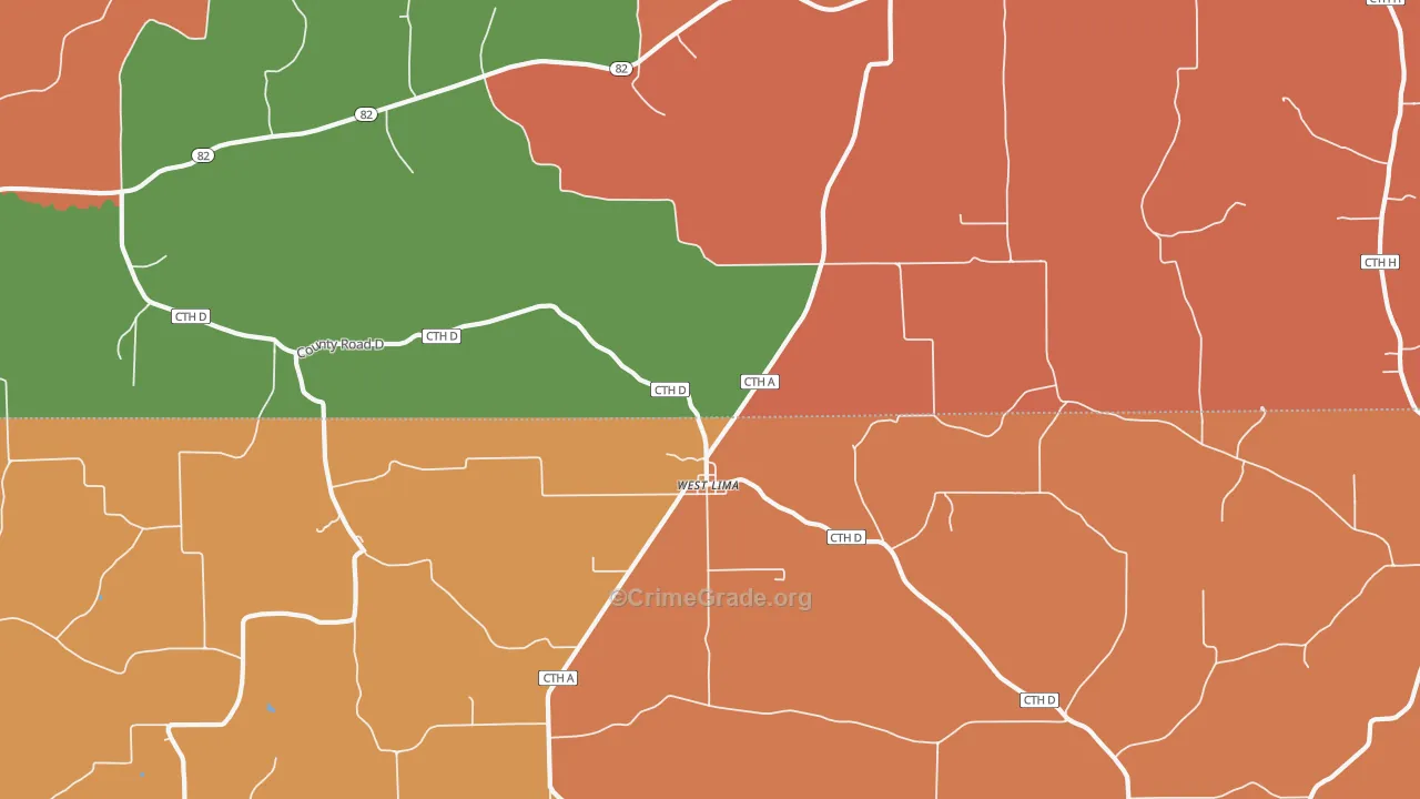 West Lima, WI Map of Murder Rates
